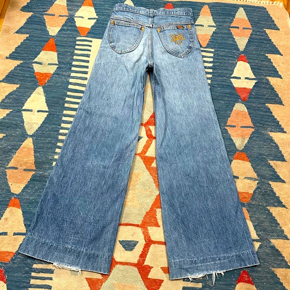 Vintage Hash wide leg jeans 70s Denim Retro Woodstock Hippie 27x31 High Waist - Picture 2 of 10
